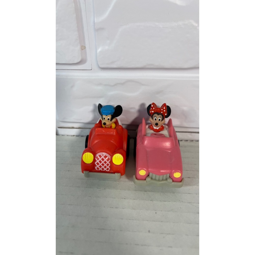 Disney Toy Cars Unisex Small Red Pink Mickey Minnie Mouse Pull Back Set